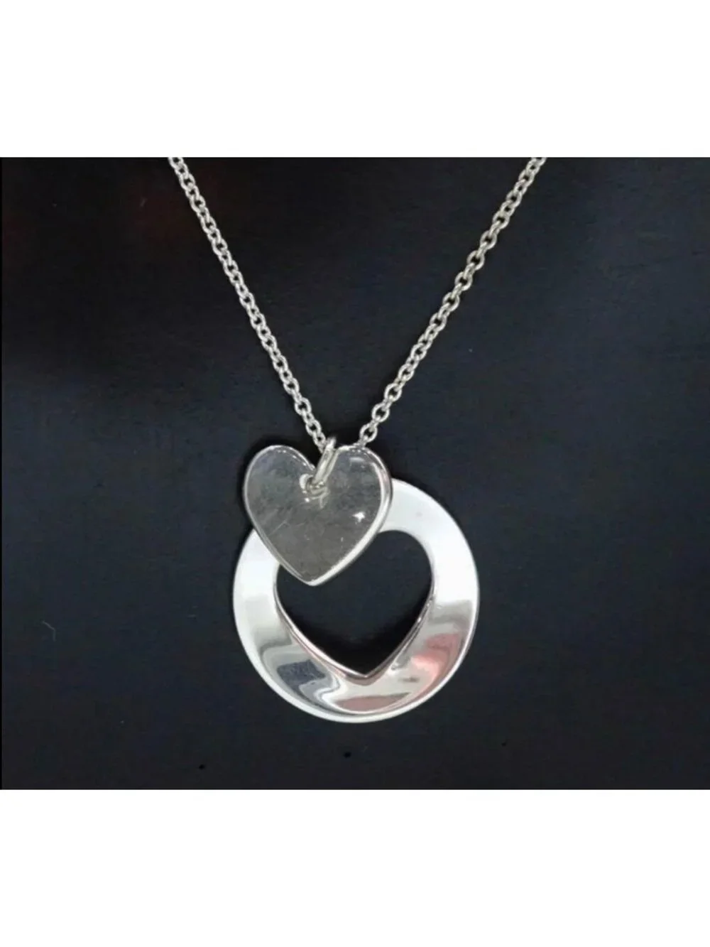 Tiffany & Co Double Stencil Heart Necklace 925